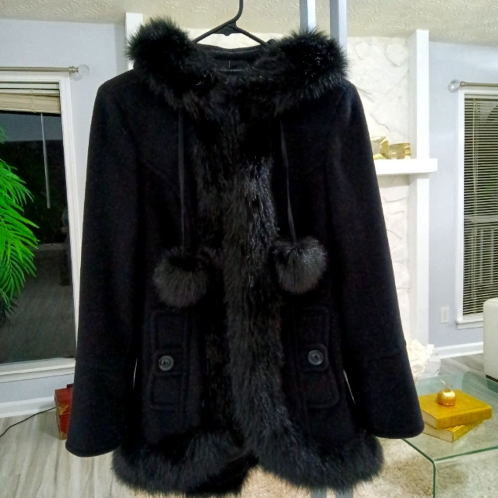 Women's Wool & Fur Trim coat